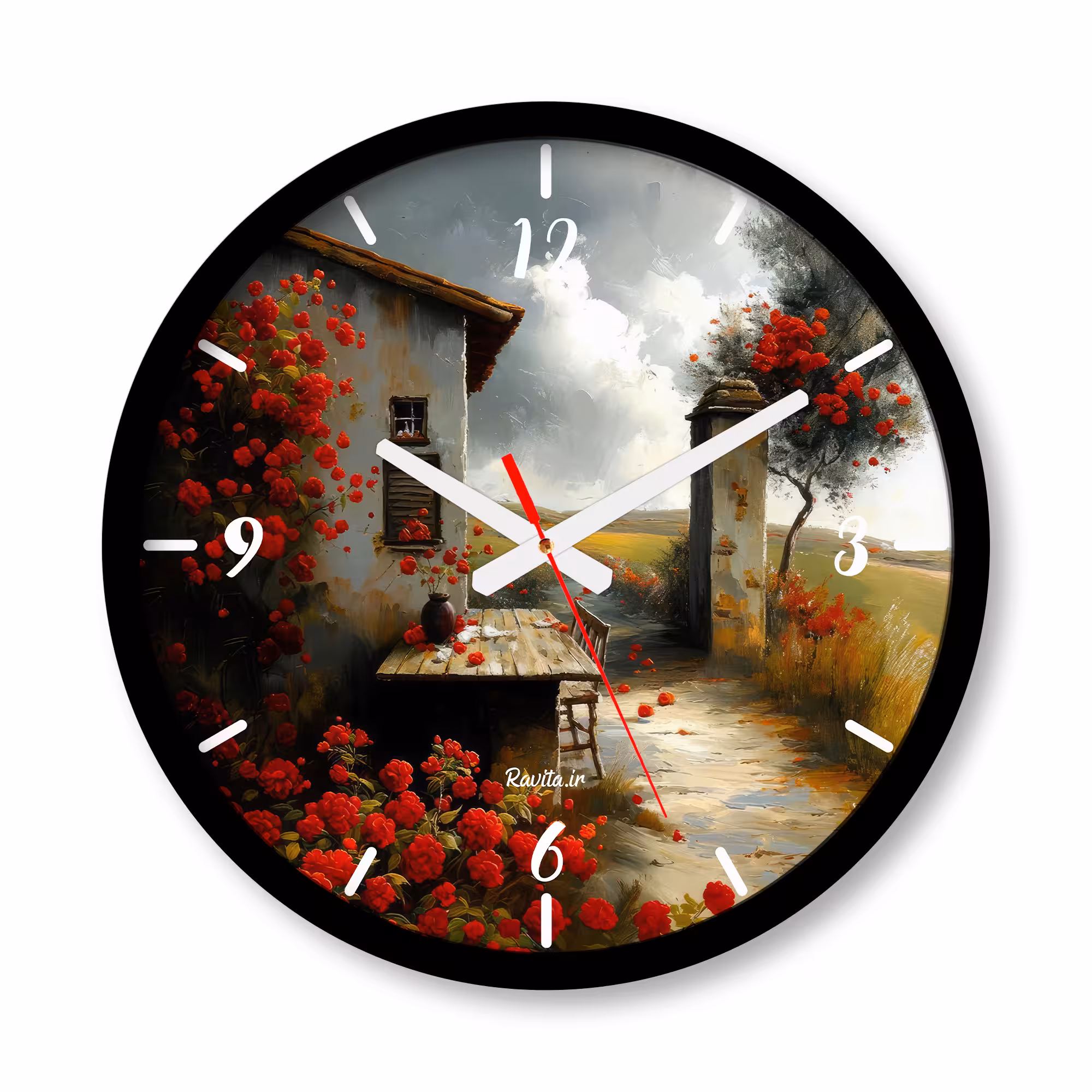 ساعت دیواری بزرگ راویتا طرح نقاشی خانه ای در مزرعه کد 3593