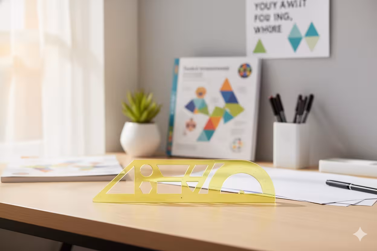 خط کش ژله ای نقاله دار رنگ زرد 20 سانتی