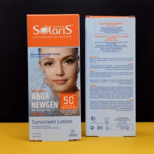 ضد افتاب بی رنگ فاقد چربی سولاریس SPF50 لوسیون ابی