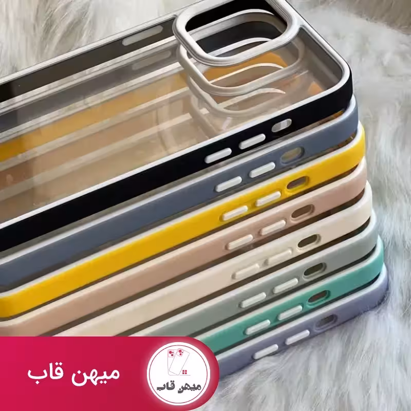قاب موبایل آیفون بستنی سفید دورنگ پشت طلق - کد (99728)