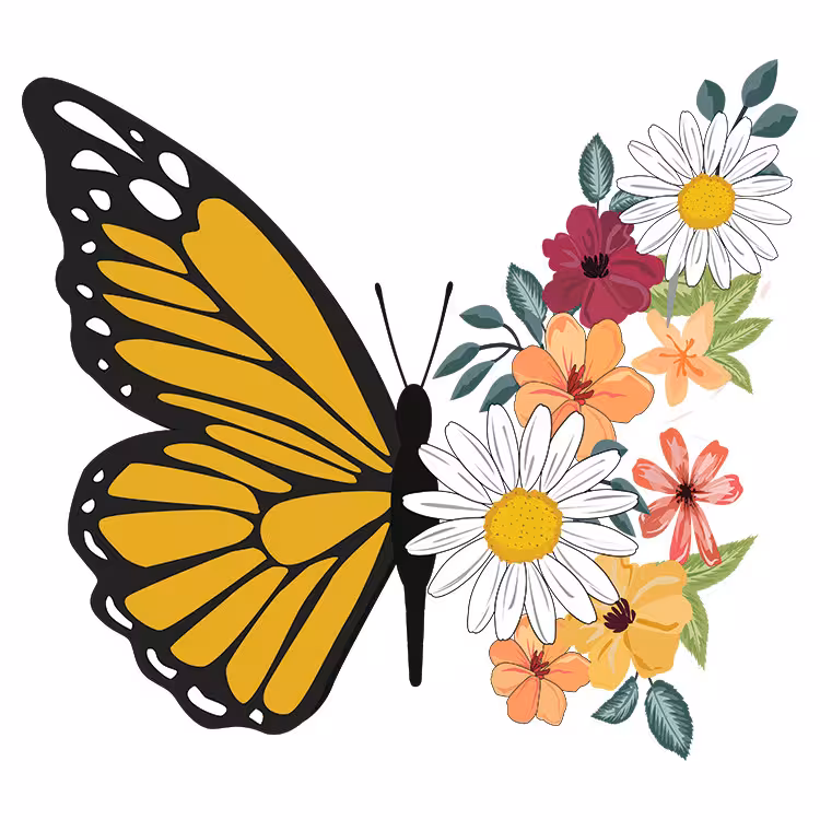 استیکر پارچه و لباس مدل دی تی اف طرح پروانه گل کد H15.199 مجموعه 4 عددی