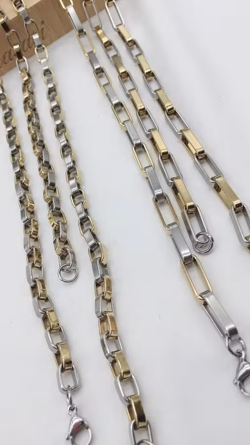 ست زنجیر و دستبند رنگ ثابت استیل کد 1120