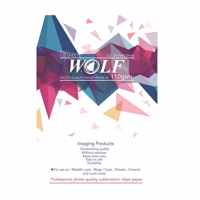 کاغذ سابلیمیشن 110 گرم ولف سایز A4