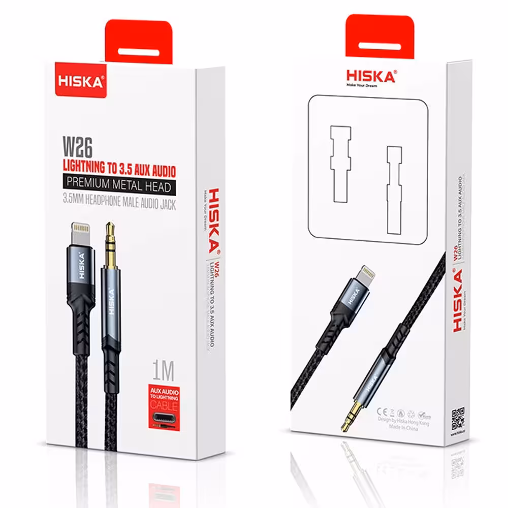 کابل تبدیل لایتنینگ به AUX هیسکا مدل W26 طول 1 متر