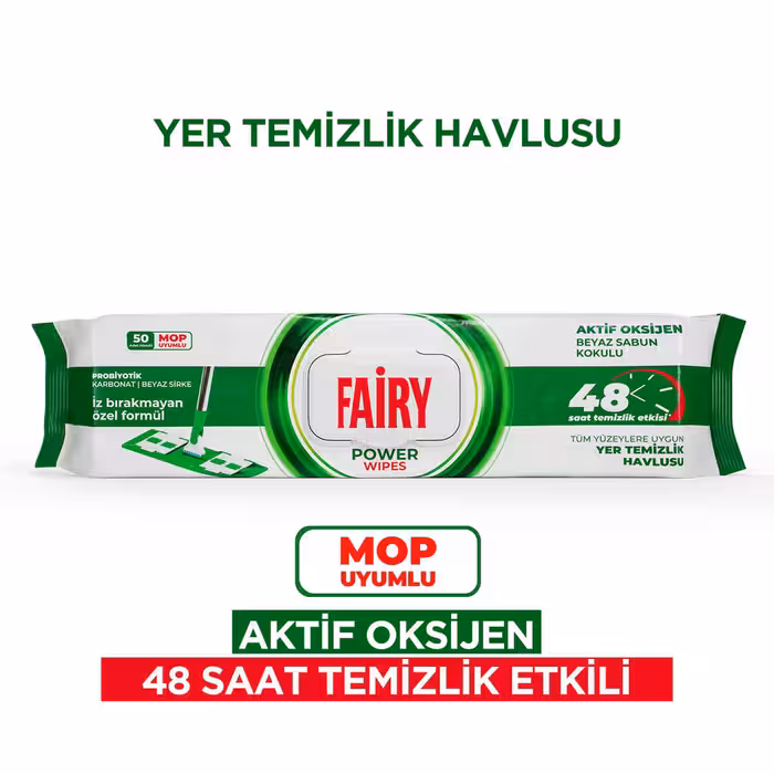 دستمال مرطوب مخصوص تی فیری Fairy قابل شستشو رایحه صابون سفید بسته 50 عددی