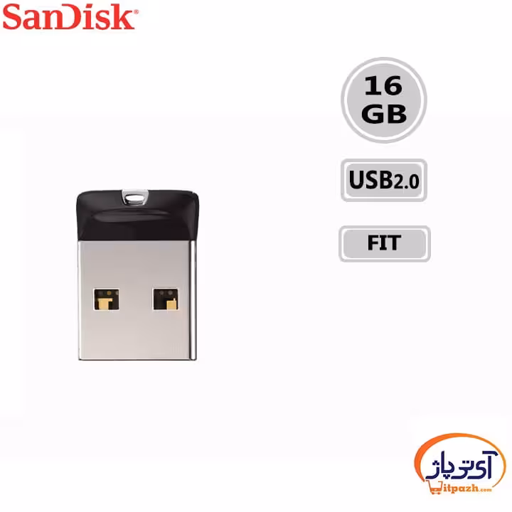 فلش مموری USB2.0 سن دیسک 16 گیگابایت مدل SanDisk Cruzer Fit