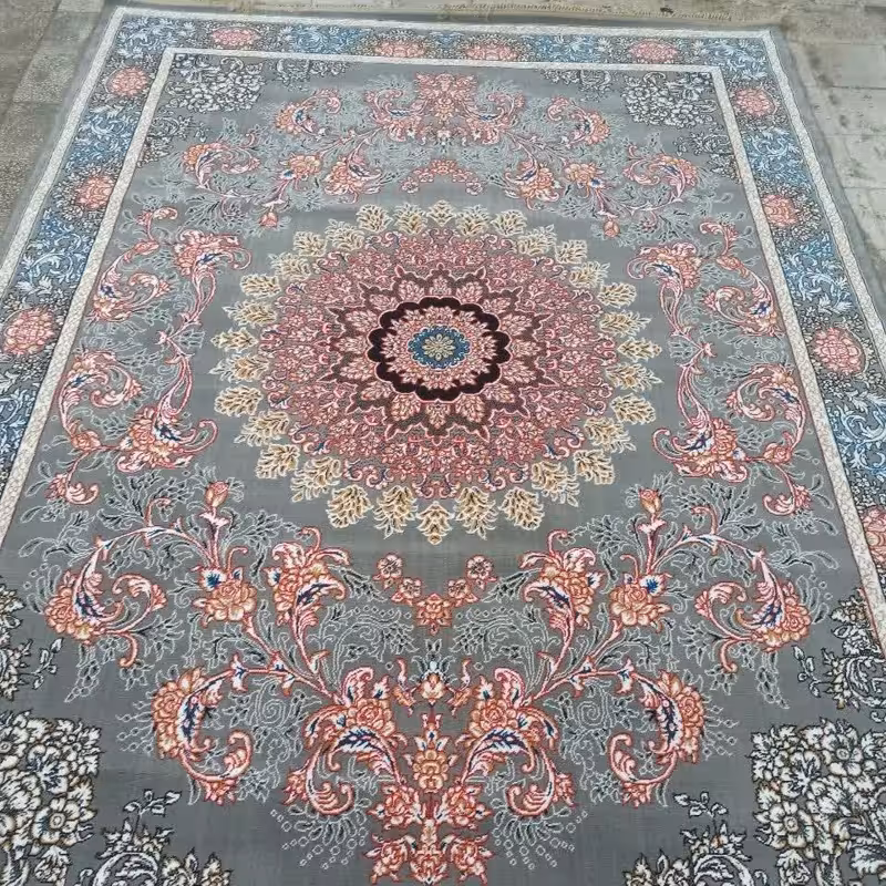 فرش ماشینی 9متری بی سی اف کاشان بانقشه پونه فیلی وتنوع رنگ