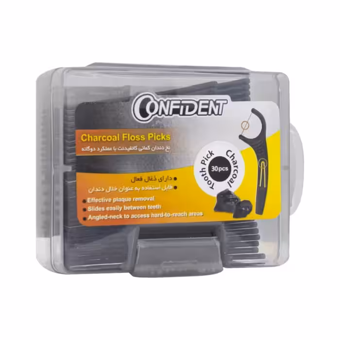 نخ دندان کمانی و خلال دندان زغالی 30 عددی کد F5.02 کانفیدنت