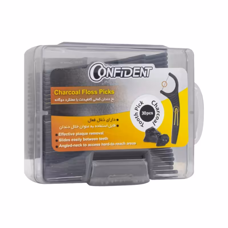 نخ دندان کمانی و خلال دندان زغالی 30 عددی کد F5.02 کانفیدنت