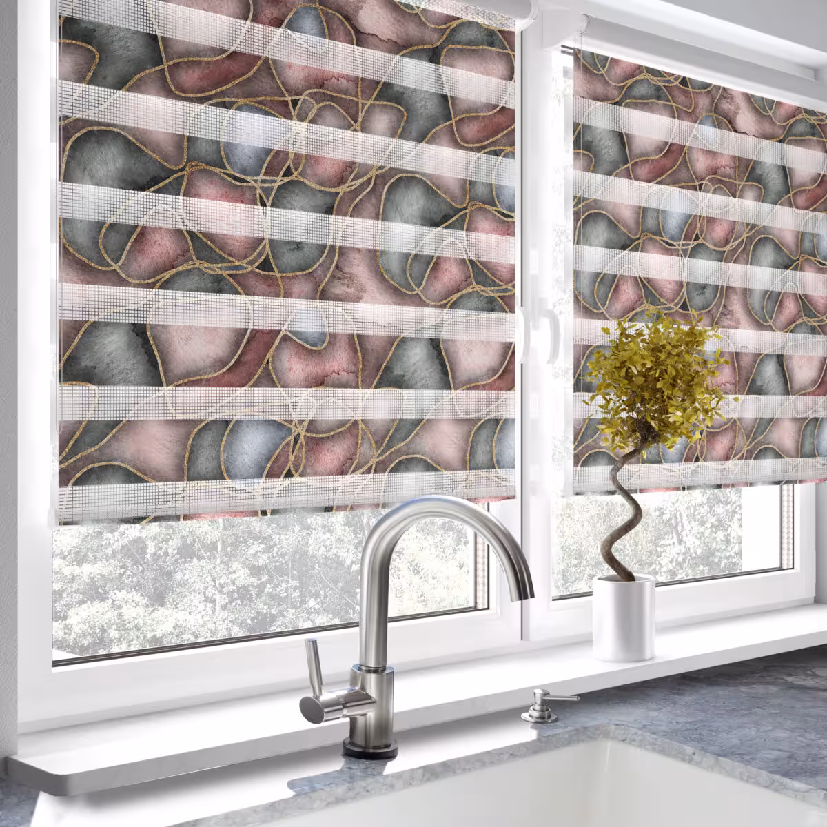 پرده زبرا طرح کلارا آشپزخانه کد 1835