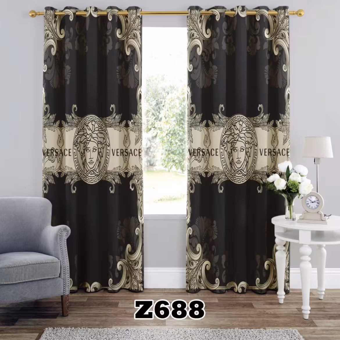 یک عدد پنل پرده اماده طرح ورساچه z688