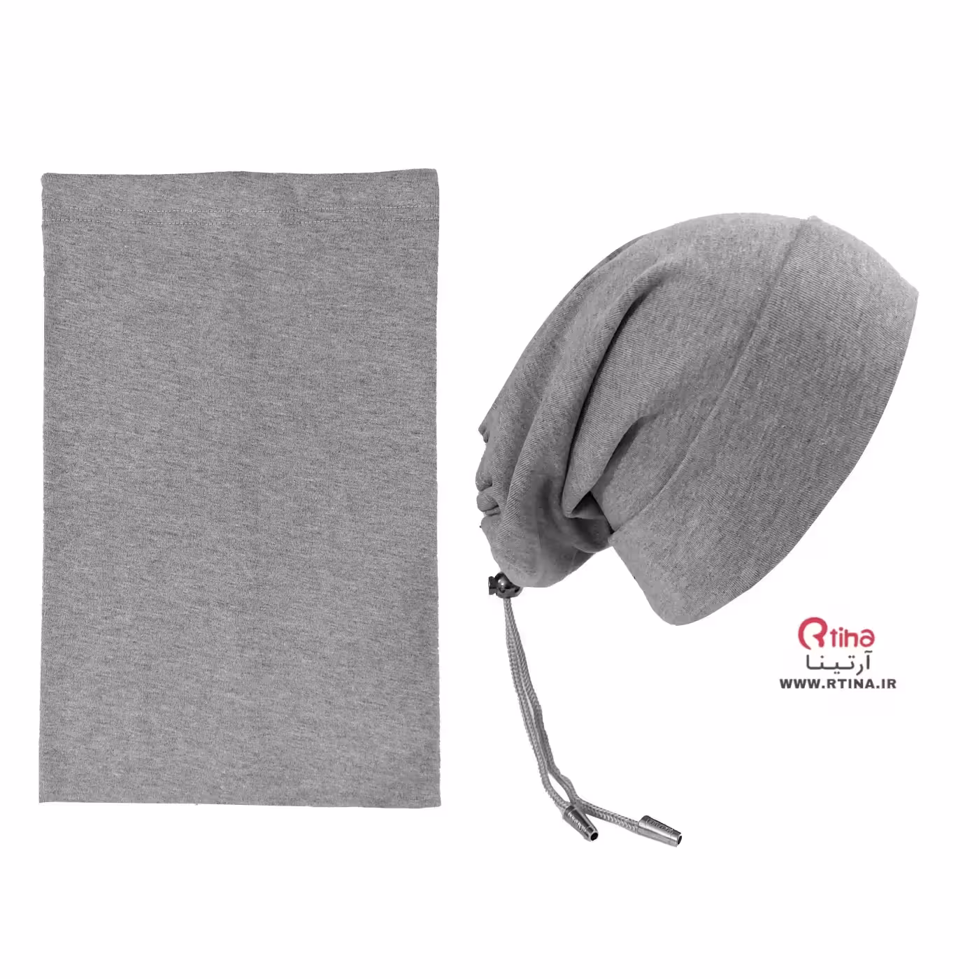 کلاه اسکارف ساده و کشی رنگ خاکستری/ بند دار