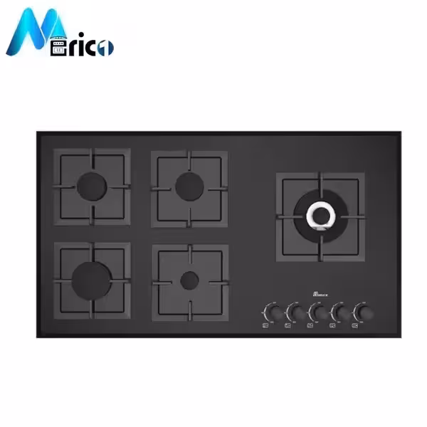 گاز رومیزی بیمکث کد 0040 پنج شعله شیشه مشکی