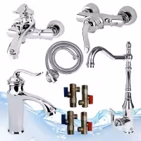 ست شیرآلات اهرمی مجموعه 9 عددی مدل بامبو سنگین وزن با شیر پیسوار