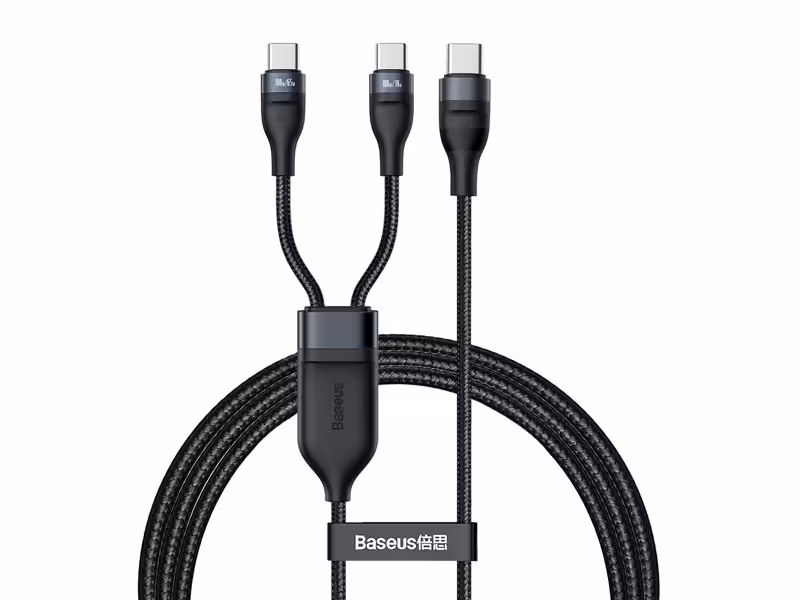 کابل دو سر فست شارژ یک و نیم متری بیسوس Baseus Flash Series 2in1 Fast Charging Cable Type-C to C C 100 W 1.5m CA1T2-C01