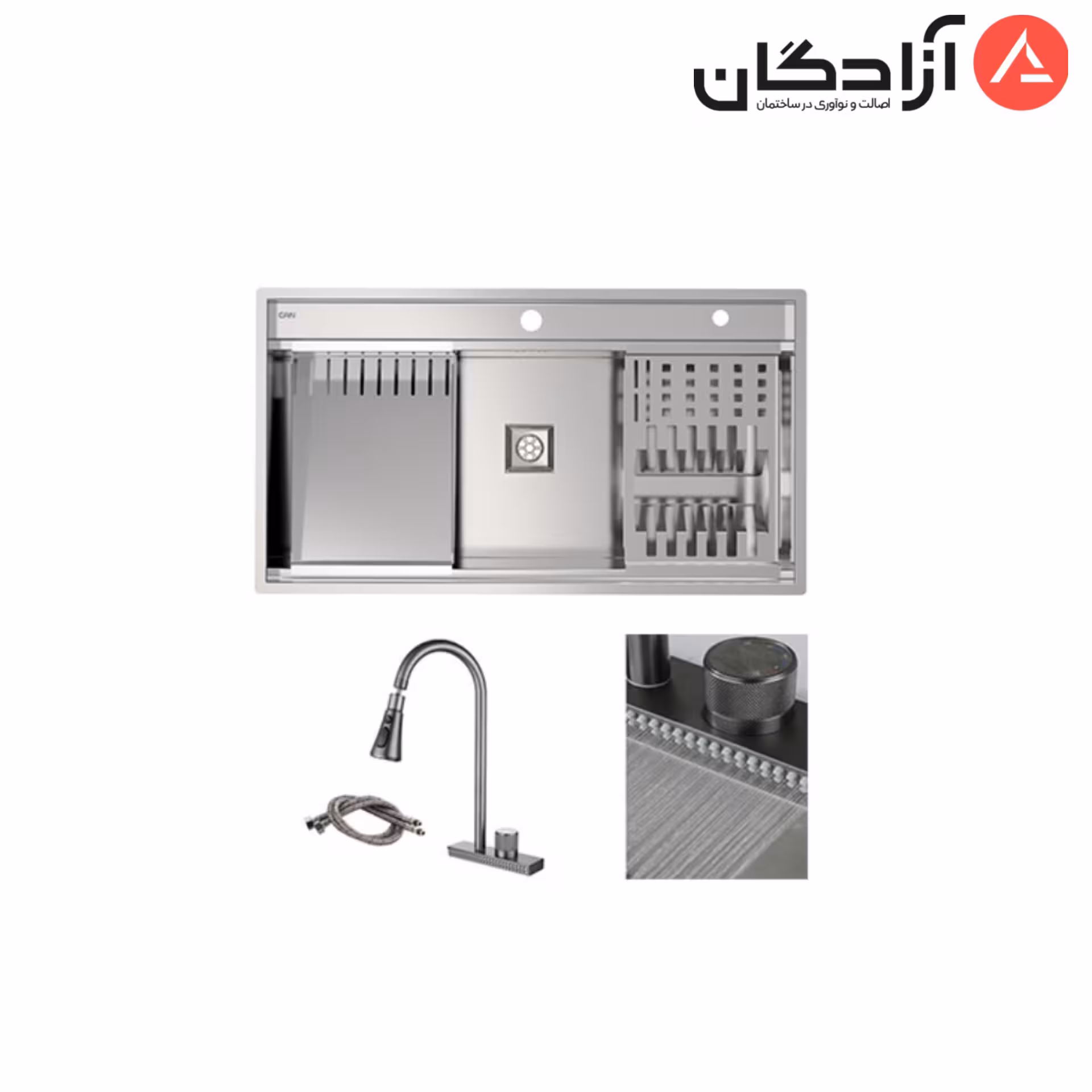 سینک دست ساز کن مدل BCN304-90   شیر آبشاری