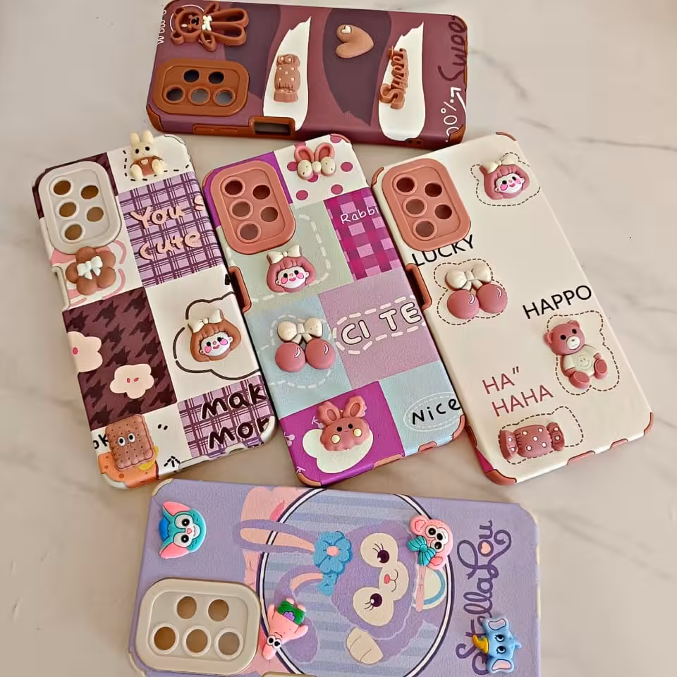 قاب گوشی عروسکی برجسته برای سامسونگ شیائومی آیفون در رنگ های مختلف