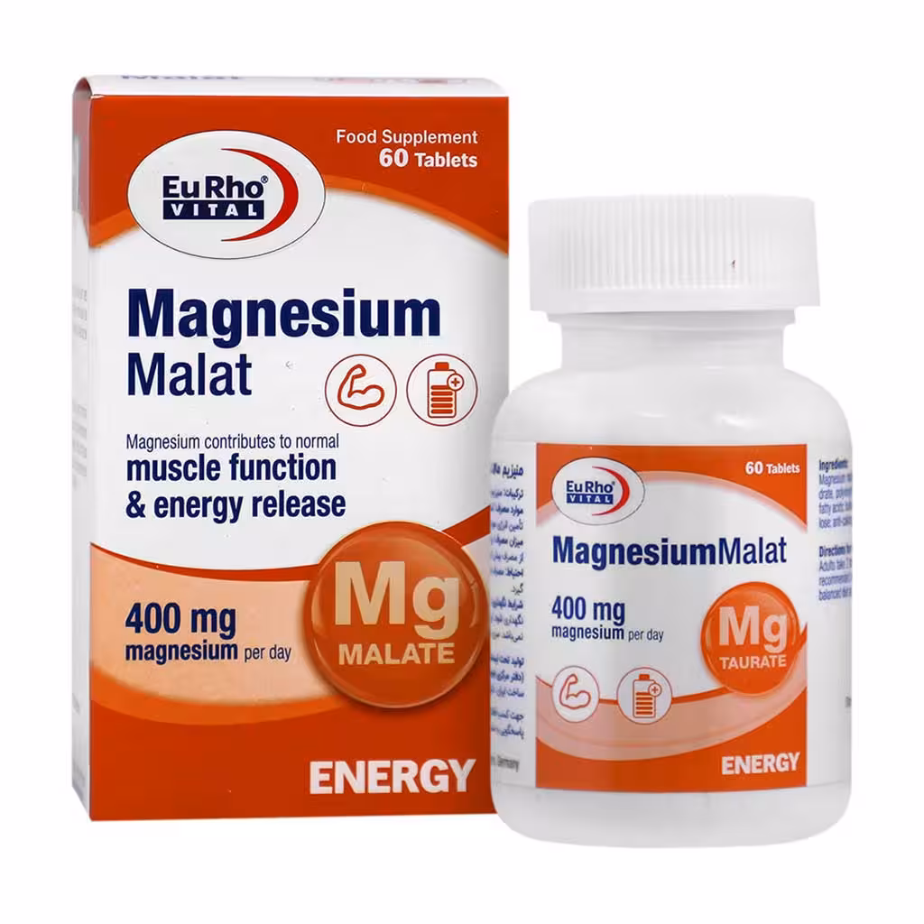 قرص منیزیم مالات یوروویتال 400 میلی‌ گرم 60عدد | EurhoVital Magnesium Malat