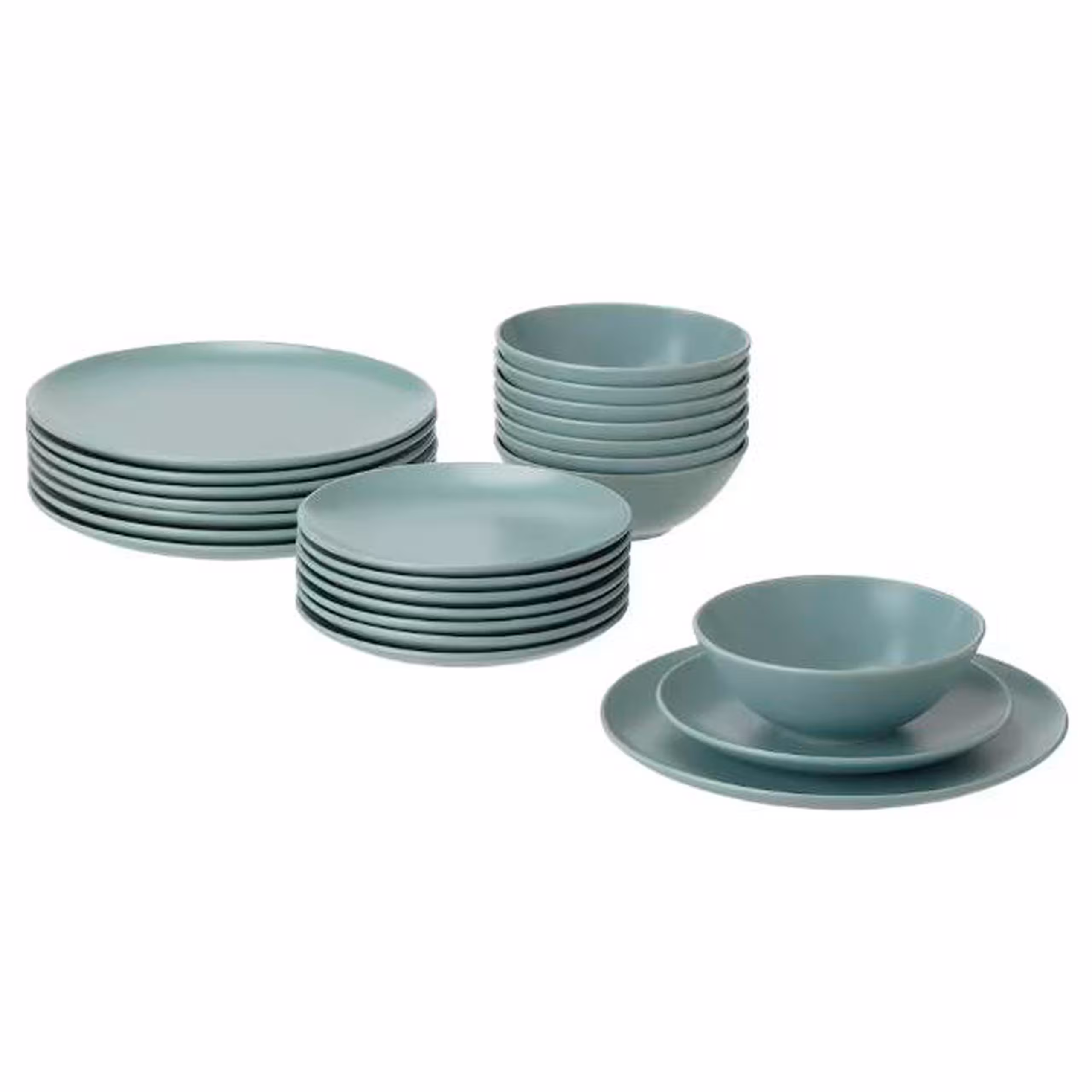 سرویس 24 پارچه فیروزه ای روشن مات ایکیا FÄRGKLAR 24-piece service, matt light turquoise