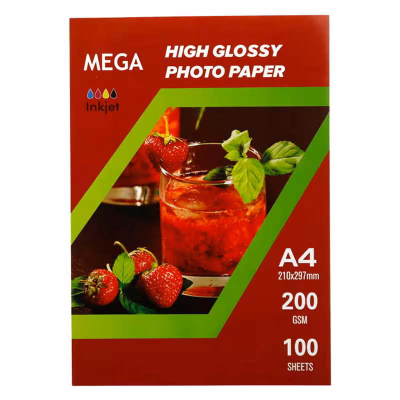 کاغذ عکس Mega A4 200g بسته 100 عددی