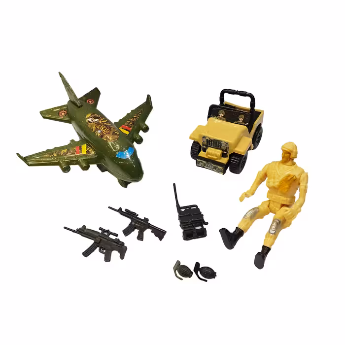 اسباب بازی جنگی مدل ارتشی هواپیما و سرباز بسته 8 عددی