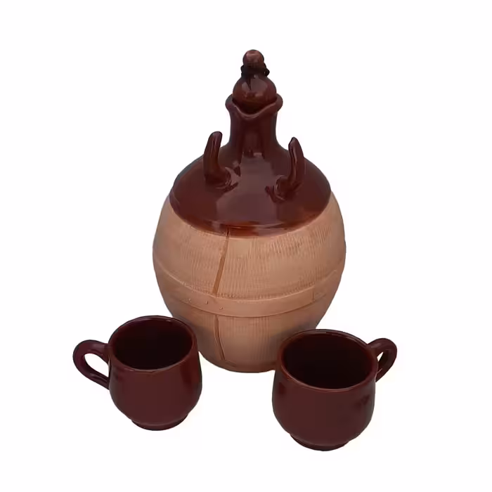 ست 3 تکه کوزه و لیوان سفالی مدل گرد کد 44