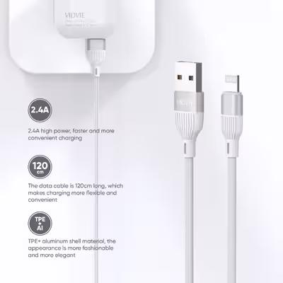 کابل شارژر USB به لایتنینگ ویدوی مدل CB487i طول1.2 متر