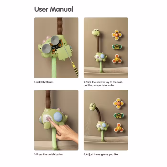 اسباب بازی حمام توماما کیدز مدل 3017 طرح دایناسور