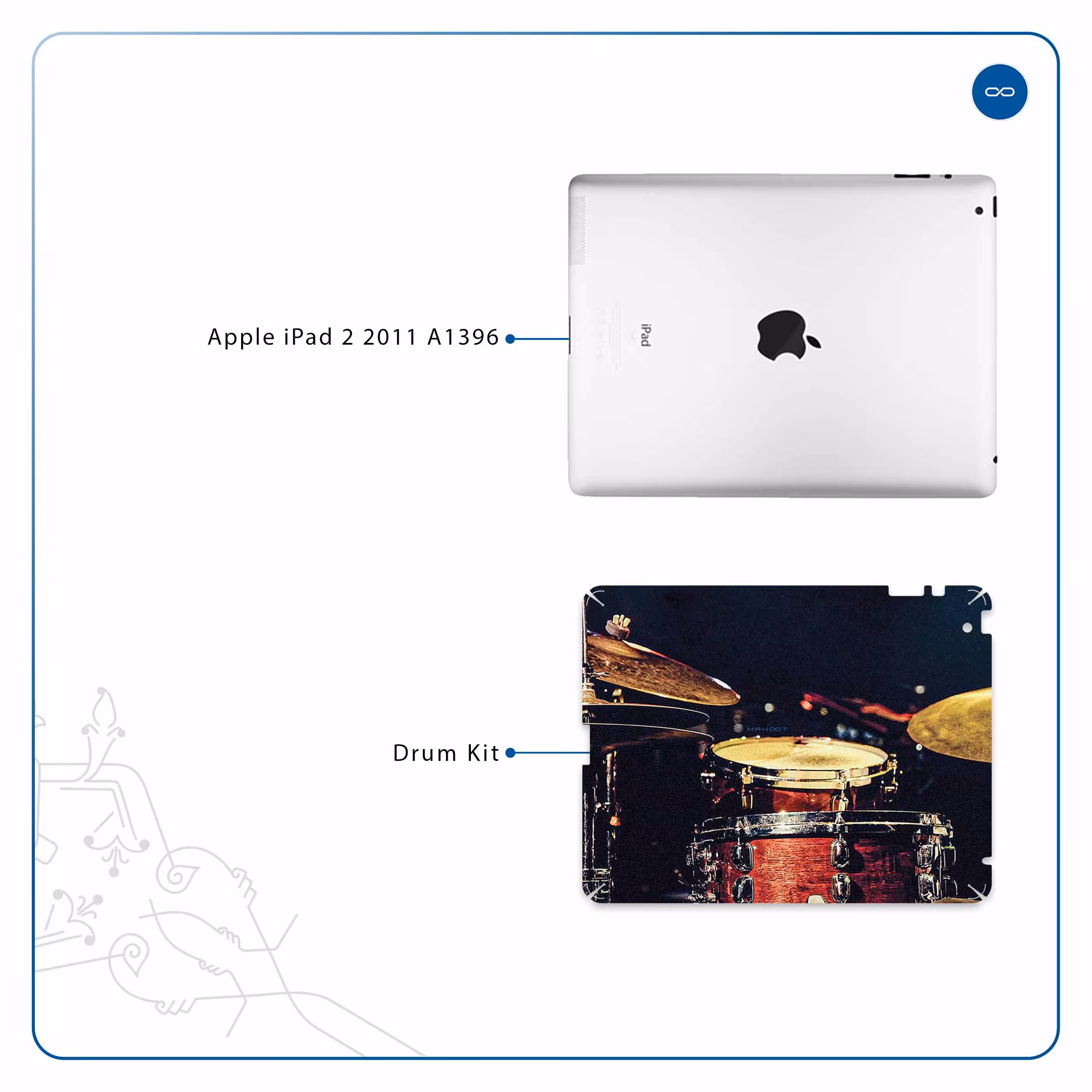 برچسب پوششی ماهوت مدل Drum Kit مناسب برای تبلت اپل iPad 2 2011 A1396
