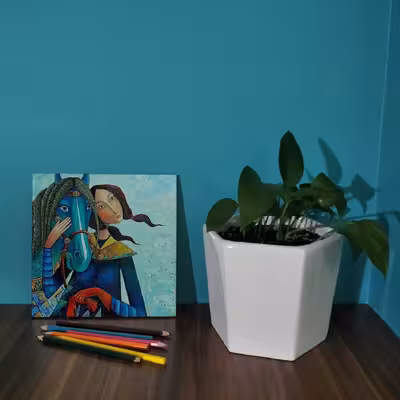 کاشی کارنیلا طرح شاهزاده و اسب مدل لوحی کد WKB32