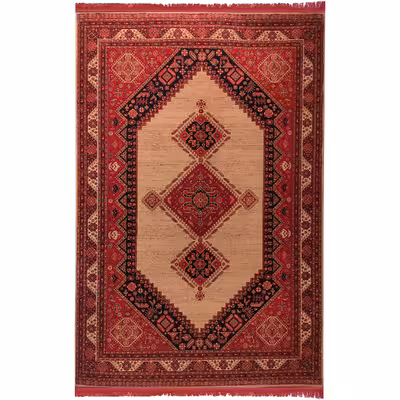 فرش ماشینی زمرد مشهد مدل کهنه نما زمینه لاکی