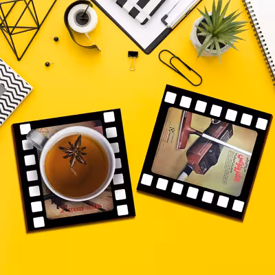 زیر لیوانی لوکسینو مدل تبلیغات قدیمی مجموعه 6 عددی