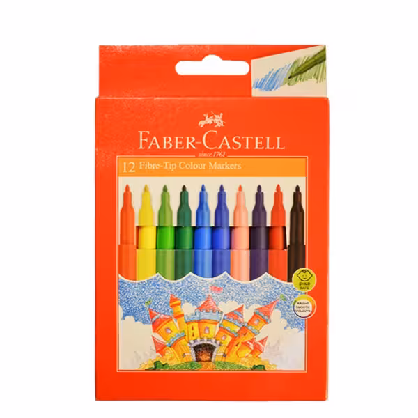 ماژیک 12 رنگ مقوایی نوک ریز فابر کاستل