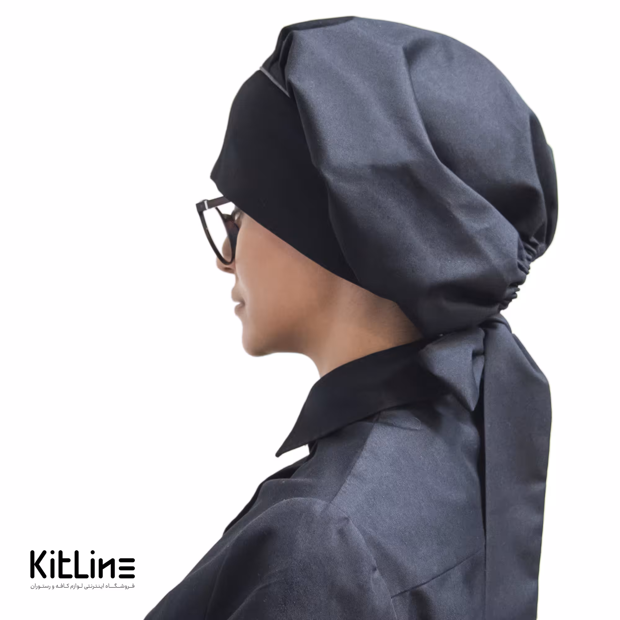 کلاه آشپزی زنانه بند دار ترگال مشکی پوشاکو