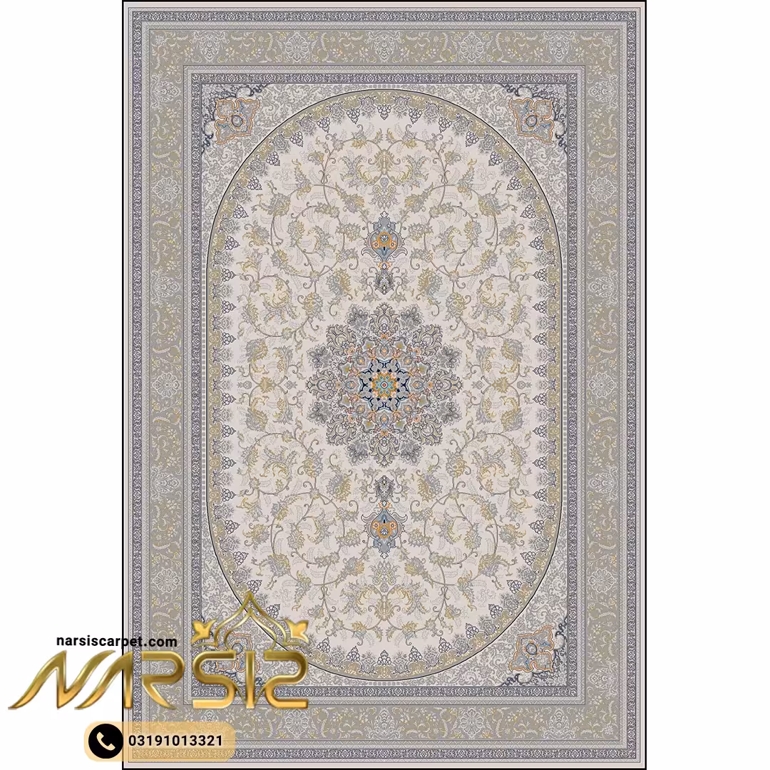 فرشینه فرش طرح شمس کرم کد 9059