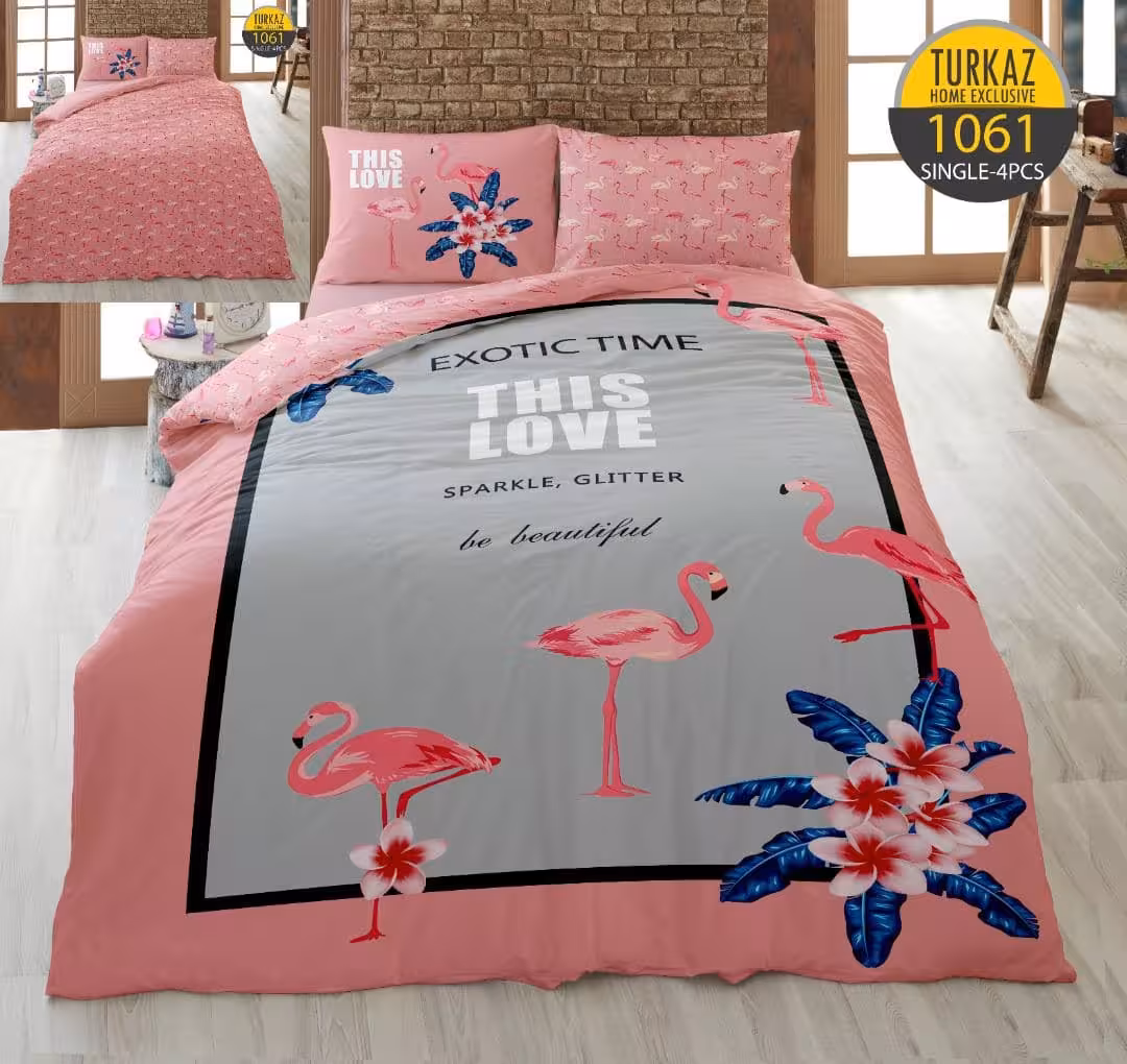 سرویس لحاف روتختی 1 نفره چاپی تنسل برند ترکاز(Turkaz) کد 1061