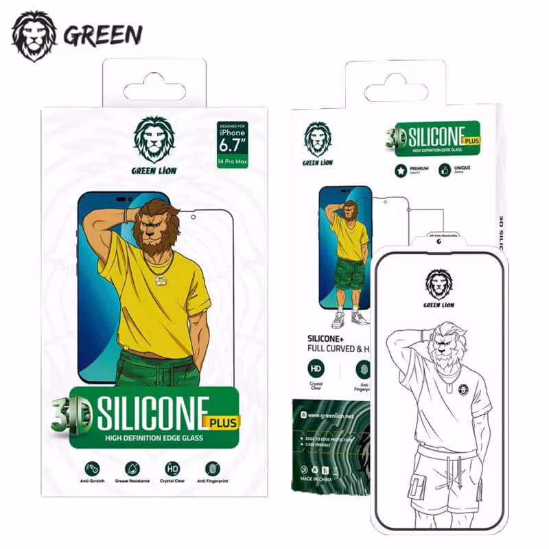 گلس لبه سیلیکونی iPhone 14 Pro Max گرین لاین Green Lion Silicone Edge Glass