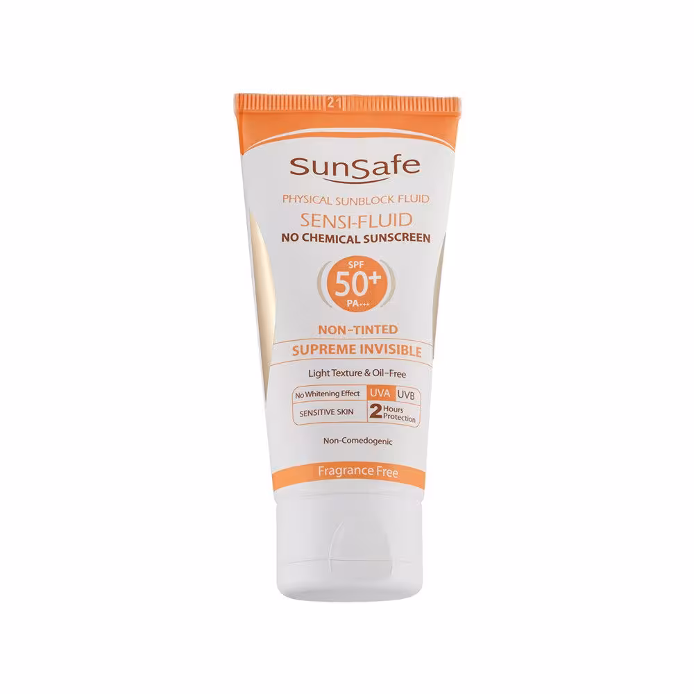 فلوئید ضد آفتاب SPF50  فیزیکال سان سیف مناسب پوست ‌های حساس 50 میلی لیتر