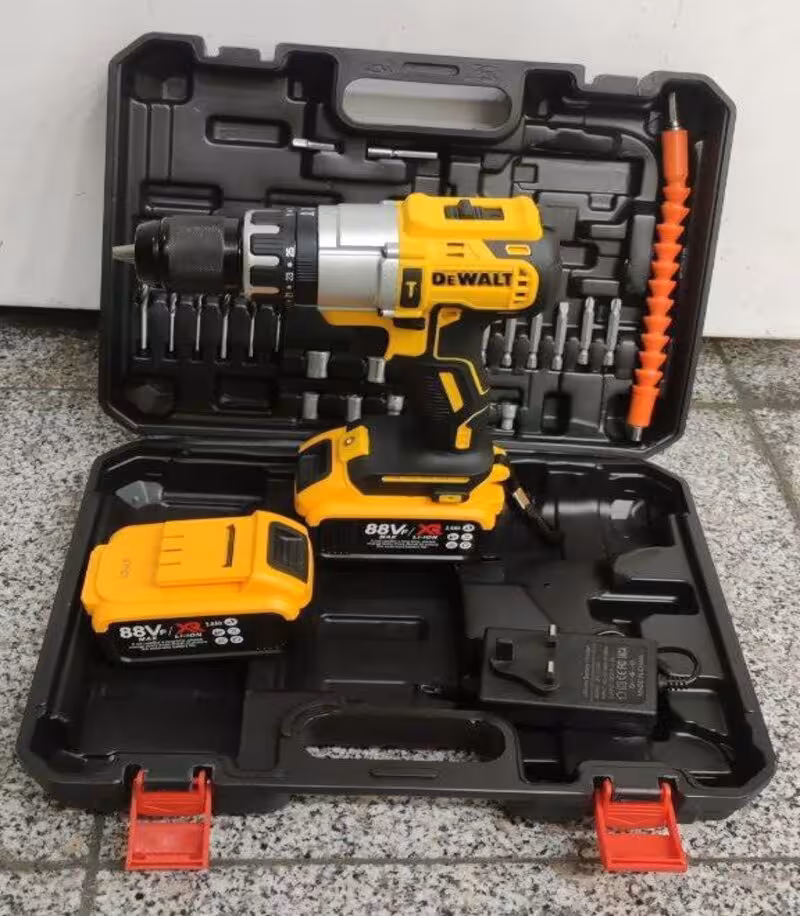 دریل شارژی پیچ گوشتی شارژی 88 ولت گیربکسی چکشی براشلس طرح دیوالت مدل 88v