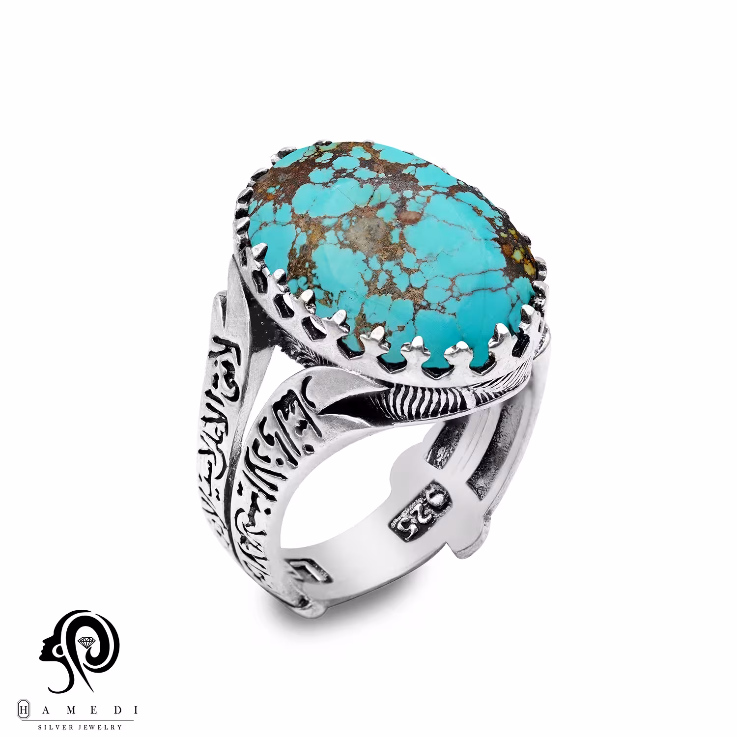 انگشتر فیروزه اصل نقره مردانه مدل RIM FI63