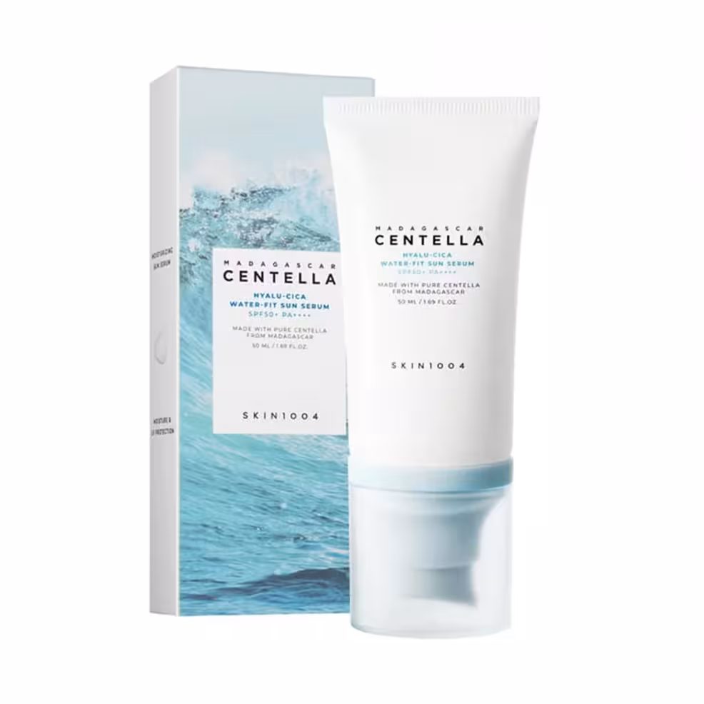 ضد آفتاب آبرسان ماداگاسکار اسکین 1004 سنتلا کره ای اصل بافت فلوئیدی حاوی هیالورونیک اسید مناسب انواع پوست حجم 50 میل
