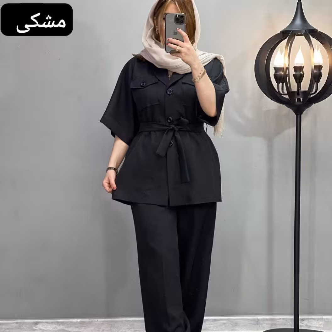 مانتو و شلوار آستین سه ربع