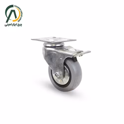 چرخ بیمارستانی طوسی گردان ترمزدار قطر 75 میلی متر (جنس معمولی)