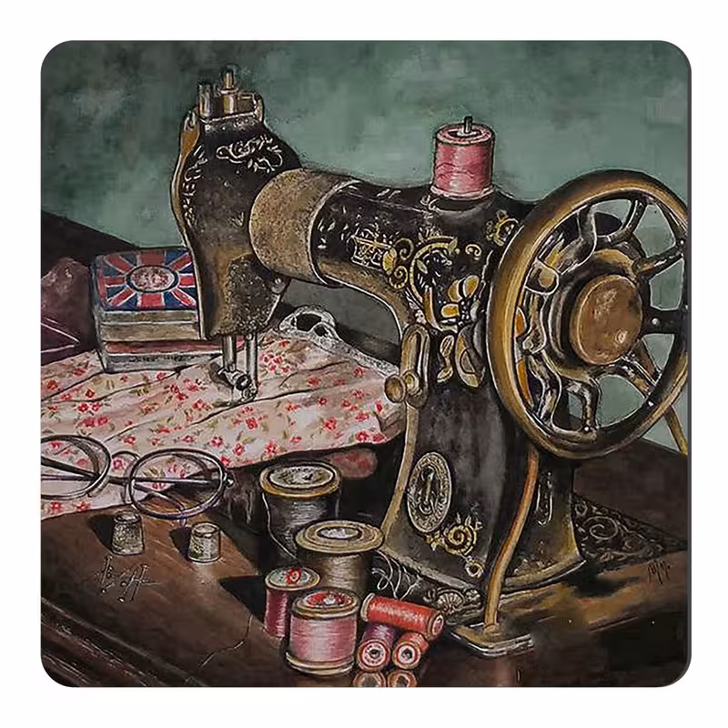 مگنت طرح نقاشی چرخ خیاطی قدیمی کد wmg4051