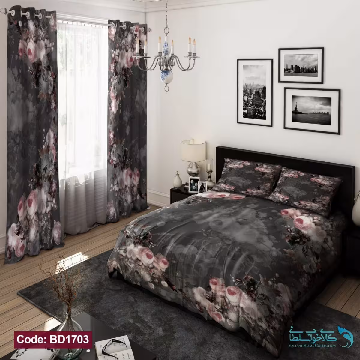 روتختی طرح رز های صورتی دونفره کد BD1703