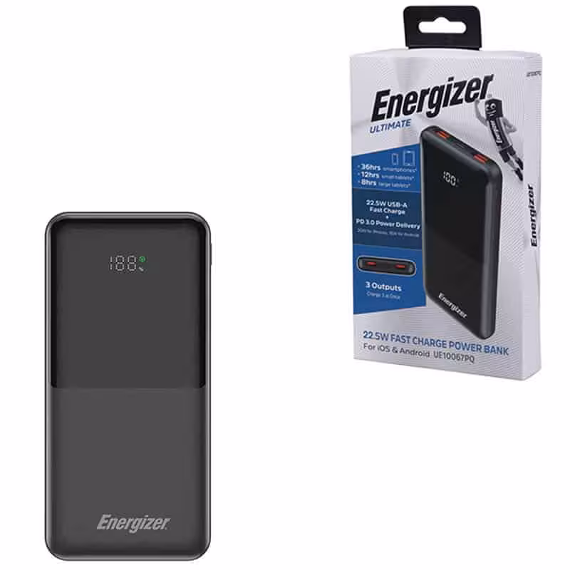 پاور بانک فست شارژ انرجایزر Ultimate UE10067PQ PD30 225W ظرفیت 10000 میلی آمپر ساعت