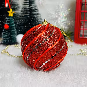 گوی کریسمس قرمز لاکچری 8 سانت کد 203