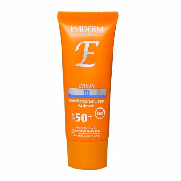 کرم ضد آفتاب بی رنگ  پوست خشک SPF50 اویدرم Eviderm Evisun D  Sun Screen Cream For Dry Skin