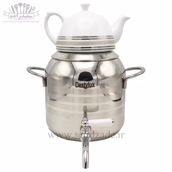 کتری و قوری استیل دستی لوکس دسته استیل 5 لیتری