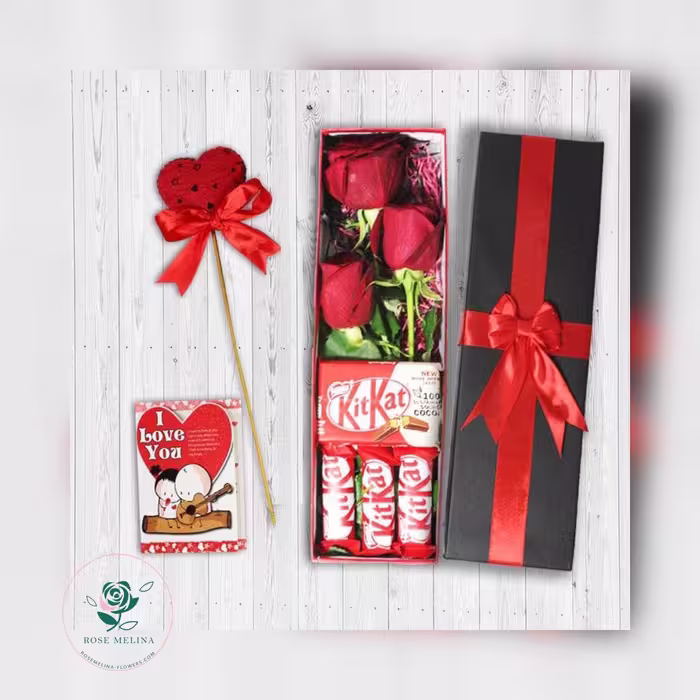 باکس شکلات و گل ولنتاین شماره 06
